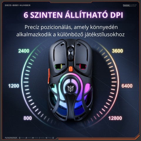 Onikuma DM02 Tri-Mode Vezeték Nélküli Gamer Egér - Fekete