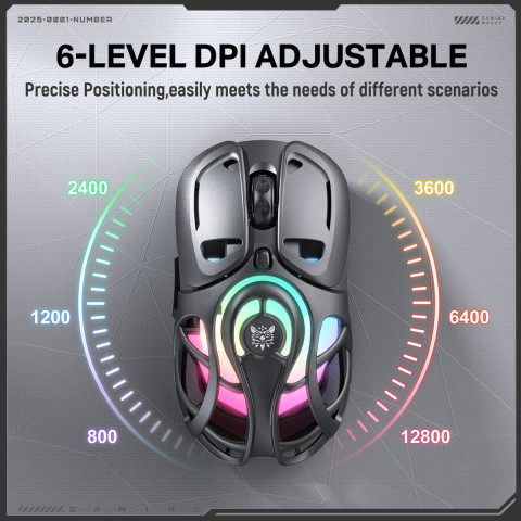 Onikuma DM02 Tri-Mode Vezeték Nélküli Gamer Egér - Szürke