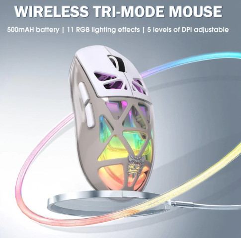 Onikuma CW930 Tri-Mode Vezeték Nélküli Gamer Egér - Fehér