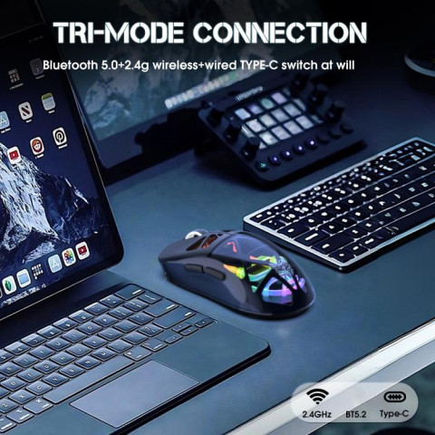 Onikuma CW930 Tri-Mode Vezeték Nélküli Gamer Egér - Fekete