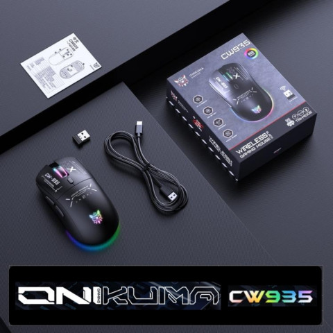 Onikuma CW935 Tri-Mode Vezeték Nélküli Gamer Egér - Fekete