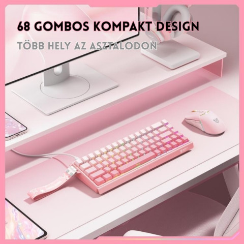 Onikuma G69 Magnetic Switch Gamer Billentyűzet - Pink
