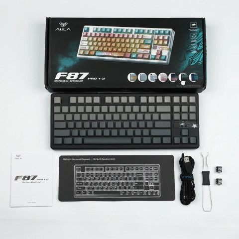 AULA F87 PRO V2 Vezeték Nélküli Mechanikus Gamer Billentyűzet - Fekete
