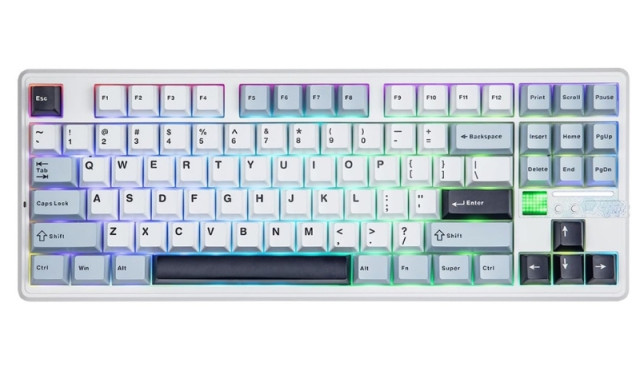 AULA F87 PRO V2 Vezeték Nélküli Mechanikus Gamer Billentyűzet - Fehér-Kék