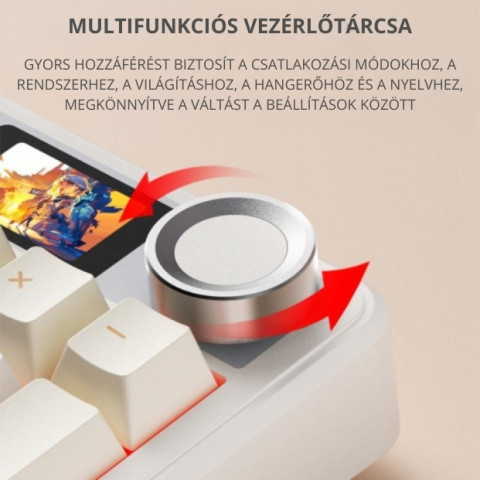 AULA F108 PRO Tri-Mode Vezeték Nélküli Mechanikus Gamer Billentyűzet - Sárga-Fehér