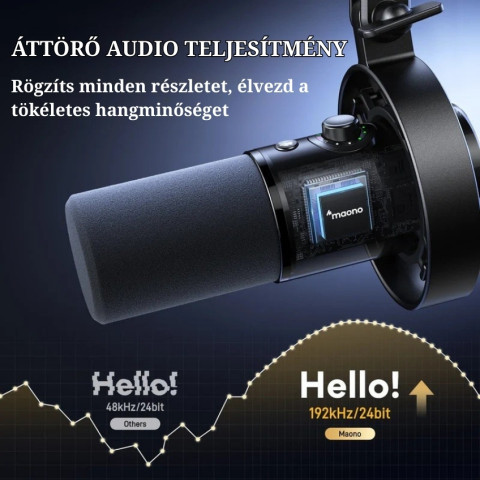 MAONO PD300XS USB/XLR Dynamic Streamer/Podcast Mikrofon + Tartókar Kit - Fekete
