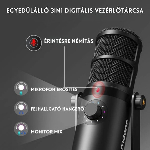 MAONO PD400X USB/XLR Dynamic Streamer/Podcast Mikrofon - Fekete