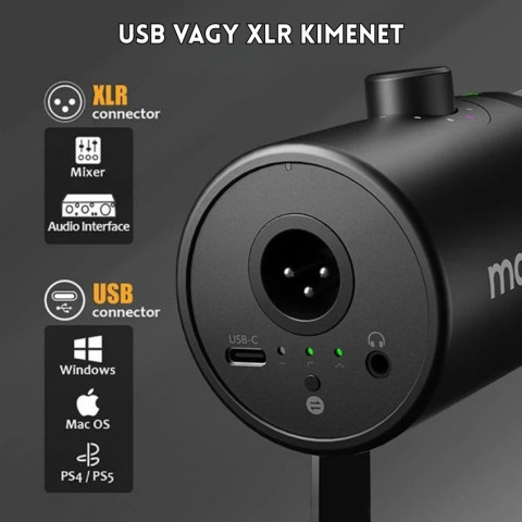 MAONO PD400X USB/XLR Dynamic Streamer/Podcast Mikrofon - Fekete