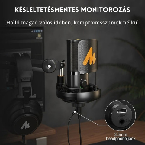 MAONO PM450S USB Streamer/Gamer Mikrofon Kit RGB - Fekete
