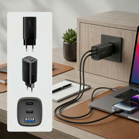 Havit UC20 Mobile series 65W GaN - Utazó töltő EU - Fekete