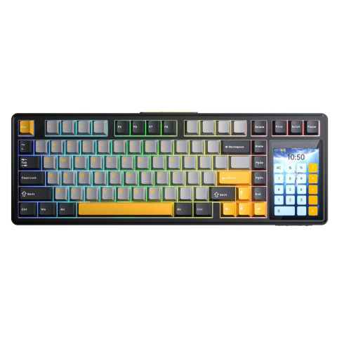 AULA L99 Tri-Mode Vezeték Nélküli Mechanikus Gamer Billentyűzet Érintőképernyővel - Fekete