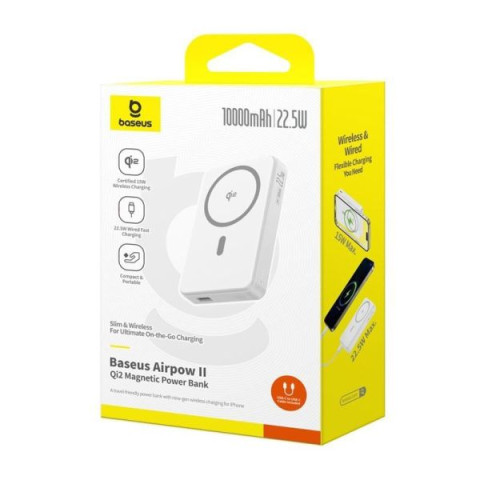 Baseus Airpow II Qi2 Magsafe Vezeték Nélküli Gyorstöltő Powerbank 10000mAh 22,5W