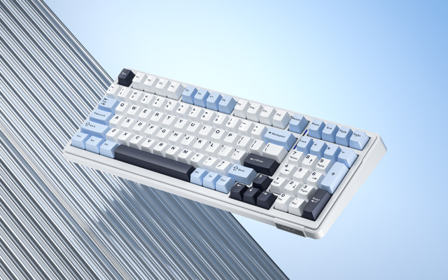 AULA F99 Vezeték Nélküli Mechanikus Gamer Billentyűzet - Fehér-Kék
