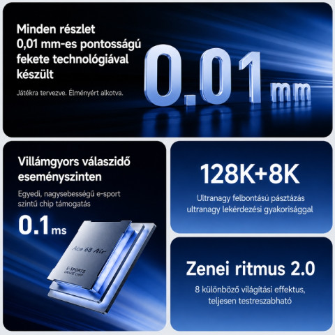 MCHOSE Ace 68 Air eSport Ultra Hall Effect Magnetic Switch Mechanikus Gamer Billentyűzet 8K - Fekete