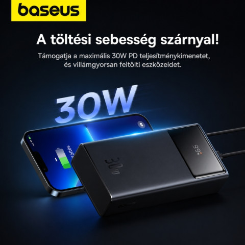 Baseus Star-Lord Gyorstöltő Powerbank 30000mAh 30W - Fekete