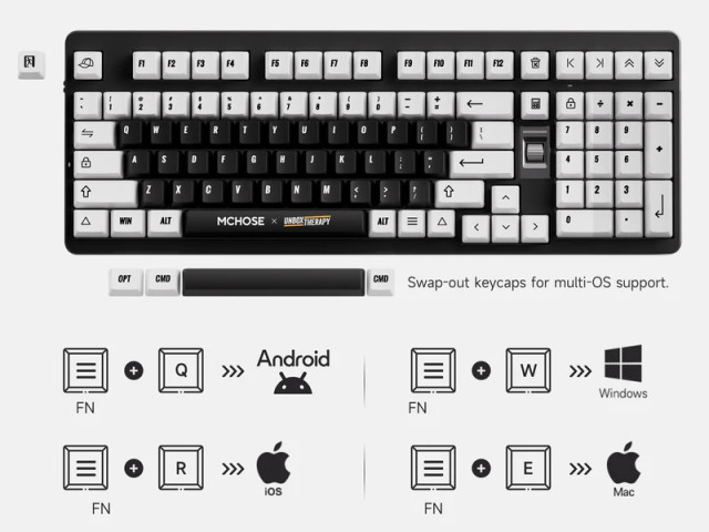 MCHOSE x Unbox Therapy UT99 Tri-Mode Vezeték Nélküli Mechanikus Gamer Billentyűzet