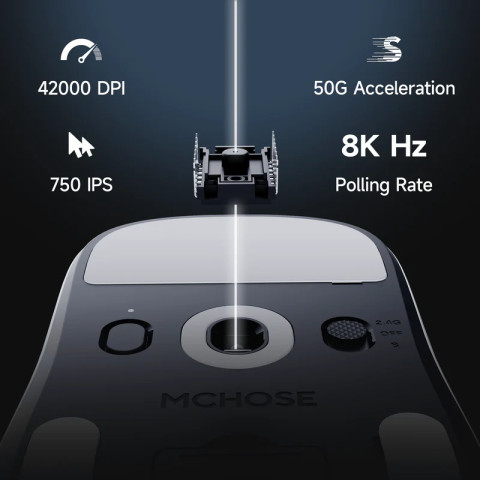 MCHOSE A7 V2 Ultra Plus Tri-Mode 8K Vezeték Nélküli Gamer Egér + Magnetic Dock