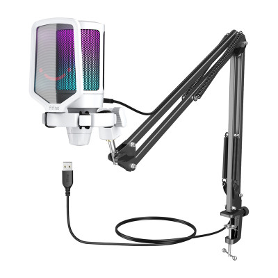 Fifine A6T AmpliGame USB RGB kondenzátor mikrofon, fehér