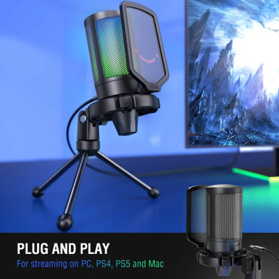 Fifine A6V Ampligame kondenzátoros mikrofon, fekete
