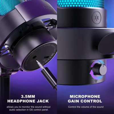 Fifine AmpliGame A8 USB kondenzátor mikrofon, fekete