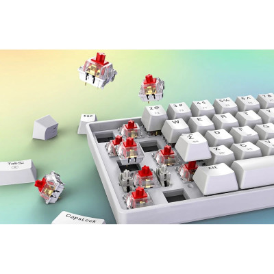 Fifine GK1W 65% RGB mechanikus gamer billentyűzet, fehér