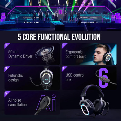 Fifine H13 vezetékes gamer headset 7.1 fekete