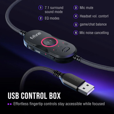 Fifine H13 vezetékes gamer headset 7.1 fekete