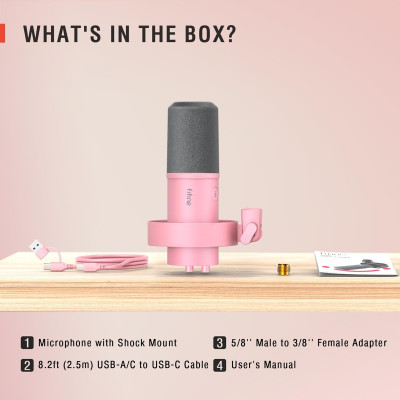 Fifine K688P USB/XLR dinamikus mikrofon, rózsaszín