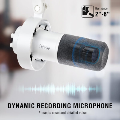 Fifine K688W USB/XLR dinamikus mikrofon, fehér