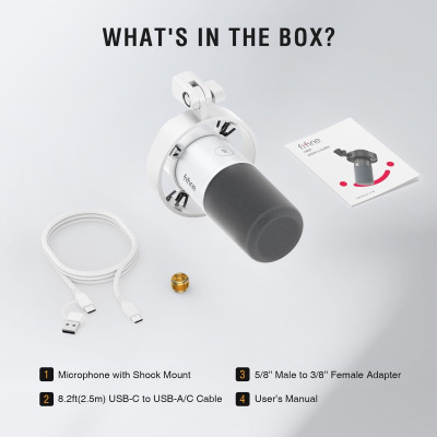 Fifine K688W USB/XLR dinamikus mikrofon, fehér