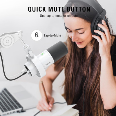 Fifine K688W USB/XLR dinamikus mikrofon, fehér