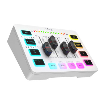 Fifine SC3W AmpliGame, 4-csatornás USB-s gamer audió keverő, fehér