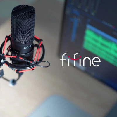 Fifine T732 USB kondenzátor mikrofon szett karos állvánnyal, fekete