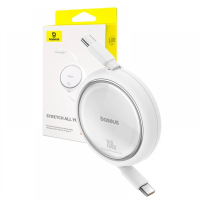 Baseus Free2Draw Mini behúzós USB-C kábel, 100W, 1m, fehér