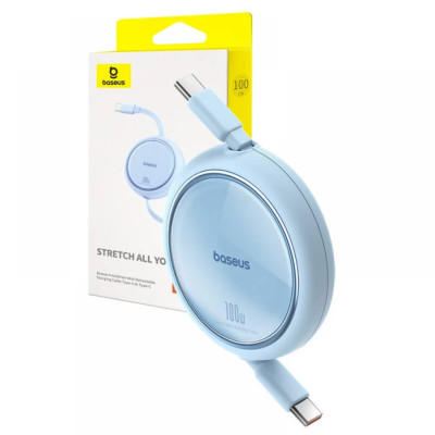 Baseus Free2Draw Mini behúzós USB-C kábel, 100W, 1m, kék