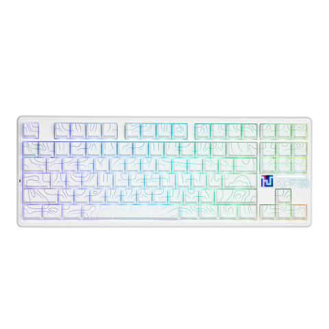 AULA F87 PRO V2 Vezeték Nélküli Mechanikus Gamer Billentyűzet - Fehér Contour