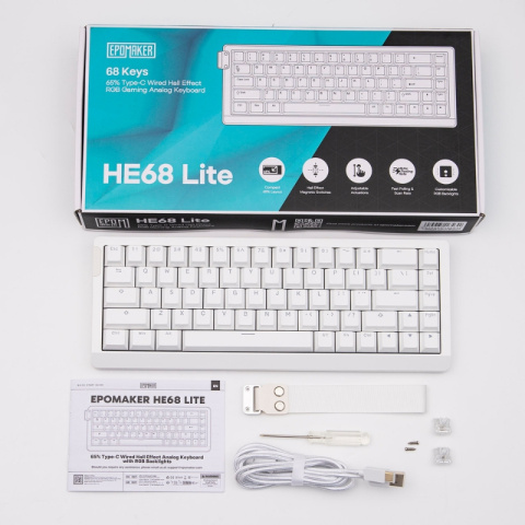 Epomaker HE68 Lite Magnetic Switch Mechanikus Gamer Billentyűzet - Fehér