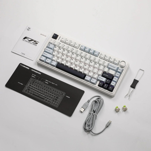 AULA F75 Vezeték Nélküli Mechanikus Gamer Billentyűzet - Fehér-Kék
