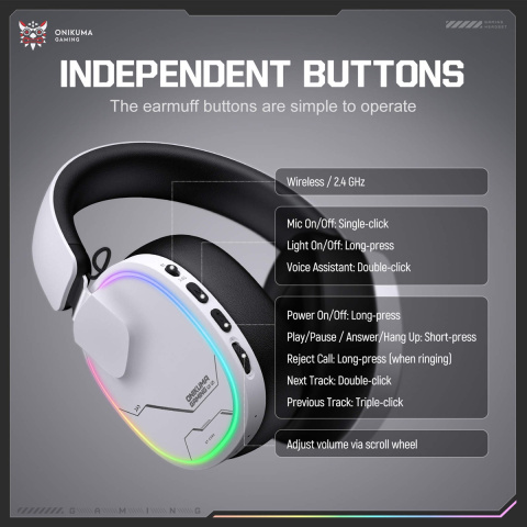 Onikuma GT836 4-Mode Vezeték Nélküli Gamer Headset