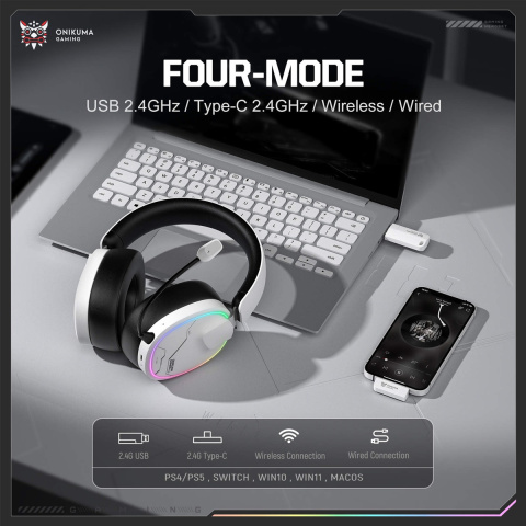 Onikuma GT836 4-Mode Vezeték Nélküli Gamer Headset