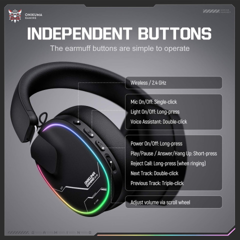 Onikuma GT836 4-Mode Vezeték Nélküli Gamer Headset