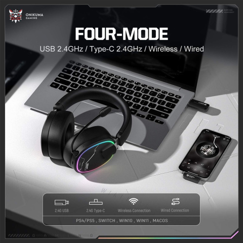Onikuma GT836 4-Mode Vezeték Nélküli Gamer Headset