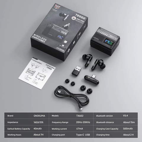 Onikuma TX602 Tri-Mode Vezeték Nélküli Gamer Fülhallgató TWS