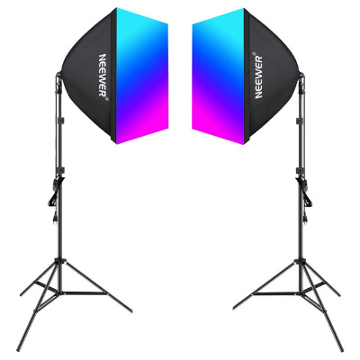 Neewer NK800 készlet két softbox + izzók RGB 24W 2700-6500K + állványok + pajzsok