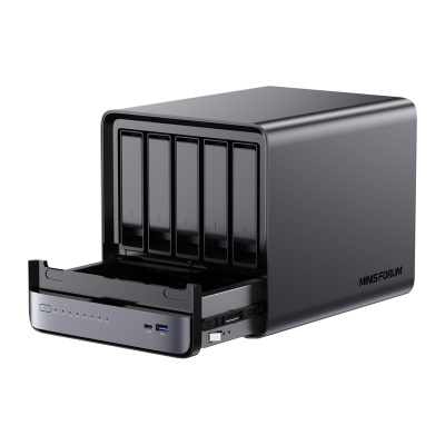 Minisforum NAS N5 Pro Mini PC (AMD Ryzen AI 9 HX Pro 370, 32GB RAM, 128GB SSD)