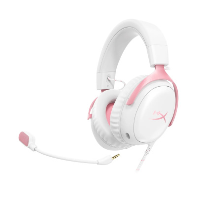 HyperX Cloud III Gamer Fejhallgató - Fehér/Rózsaszín