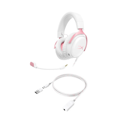 HyperX Cloud III Gamer Fejhallgató - Fehér/Rózsaszín