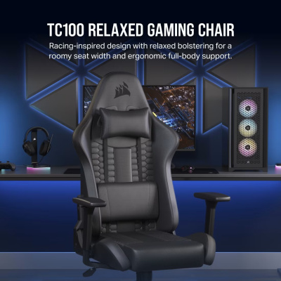 CORSAIR TC100 RELAXED Gamer Szék - Műbőr, Fekete