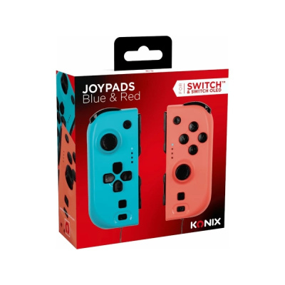 KONIX - Nintendo Switch Vezeték Nélküli kontroller, Kék-Piros (2-PACK)