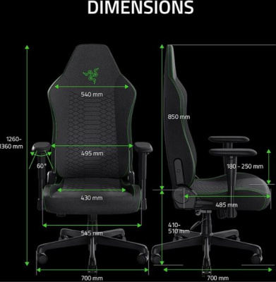 Razer Iskur V2 X - Fekete szövet
